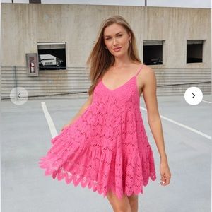 Never worn pink flowy dress from Vestique! Brand new with tags!